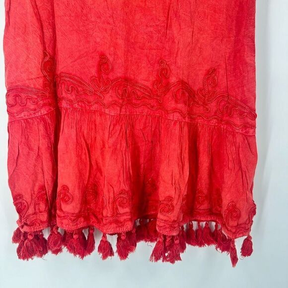NWT Anandas Collection Women's‎ Fringed Tassel Sleeveless Tank Dress Red Medium - Picture 7 of 12